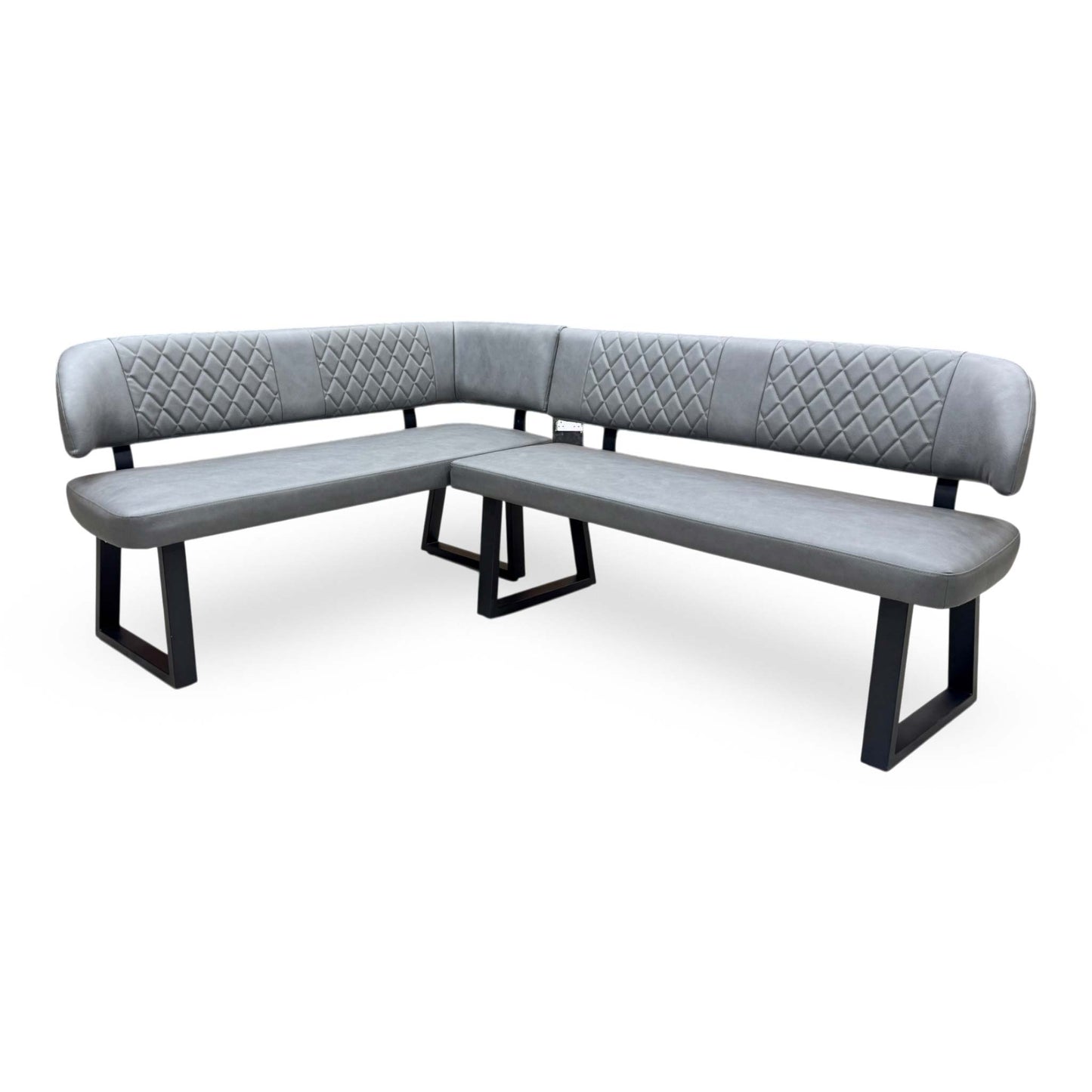 'Venus' Grey Faux Leather Left Hand Facing Corner Dining Bench