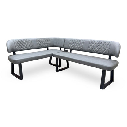 'Venus' Grey Faux Leather Left Hand Facing Corner Dining Bench
