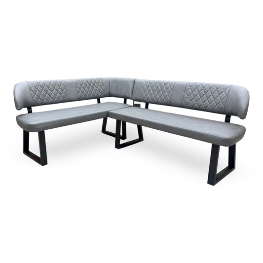 'Venus' Grey Faux Leather Left Hand Facing Corner Dining Bench
