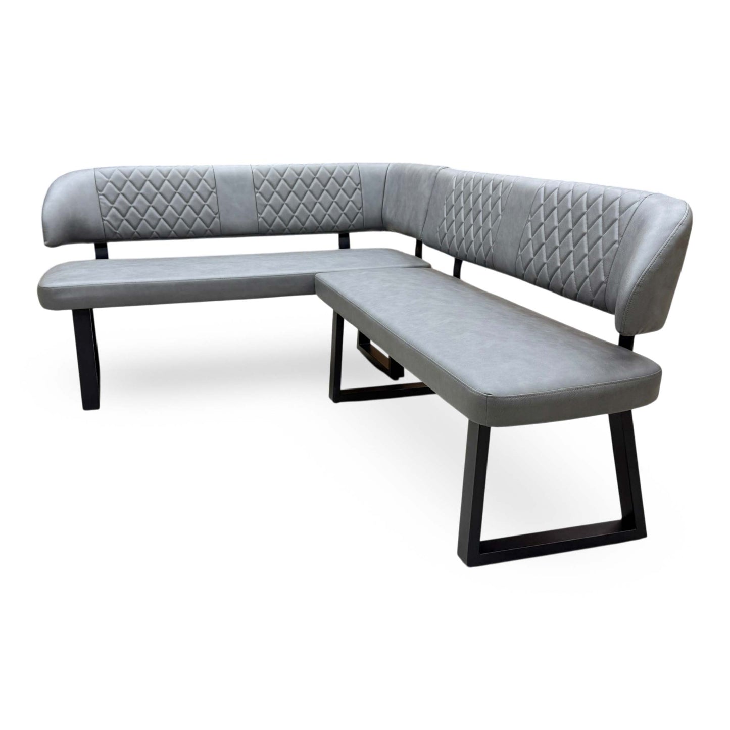 'Venus' Grey Faux Leather Left Hand Facing Corner Dining Bench
