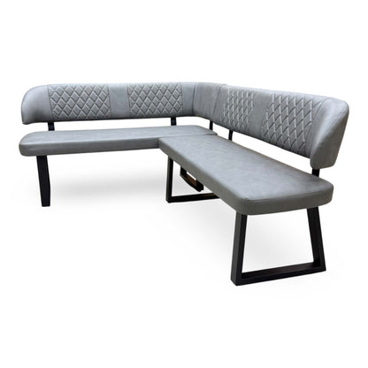'Venus' Grey Faux Leather Left Hand Facing Corner Dining Bench