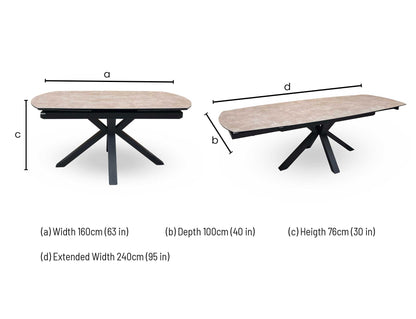 ‘Raul’ Argile Ceramic Top Swivel Extending Dining Table