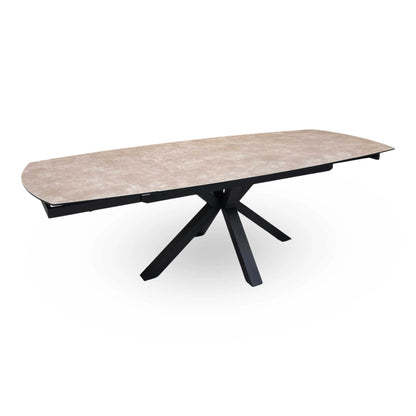 'Raul' Argile Ceramic Top Swivel Extending Dining Table with G6 Anthracite Grey Faux Leather Chairs X 4