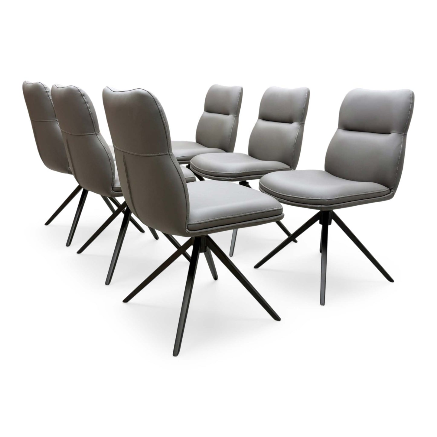 'Quattro' Taupe Faux Leather Set of 6 Swivel Dining Chairs