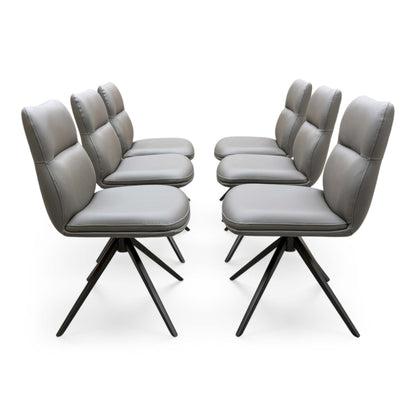'Quattro' Taupe Faux Leather Set of 6 Swivel Dining Chairs