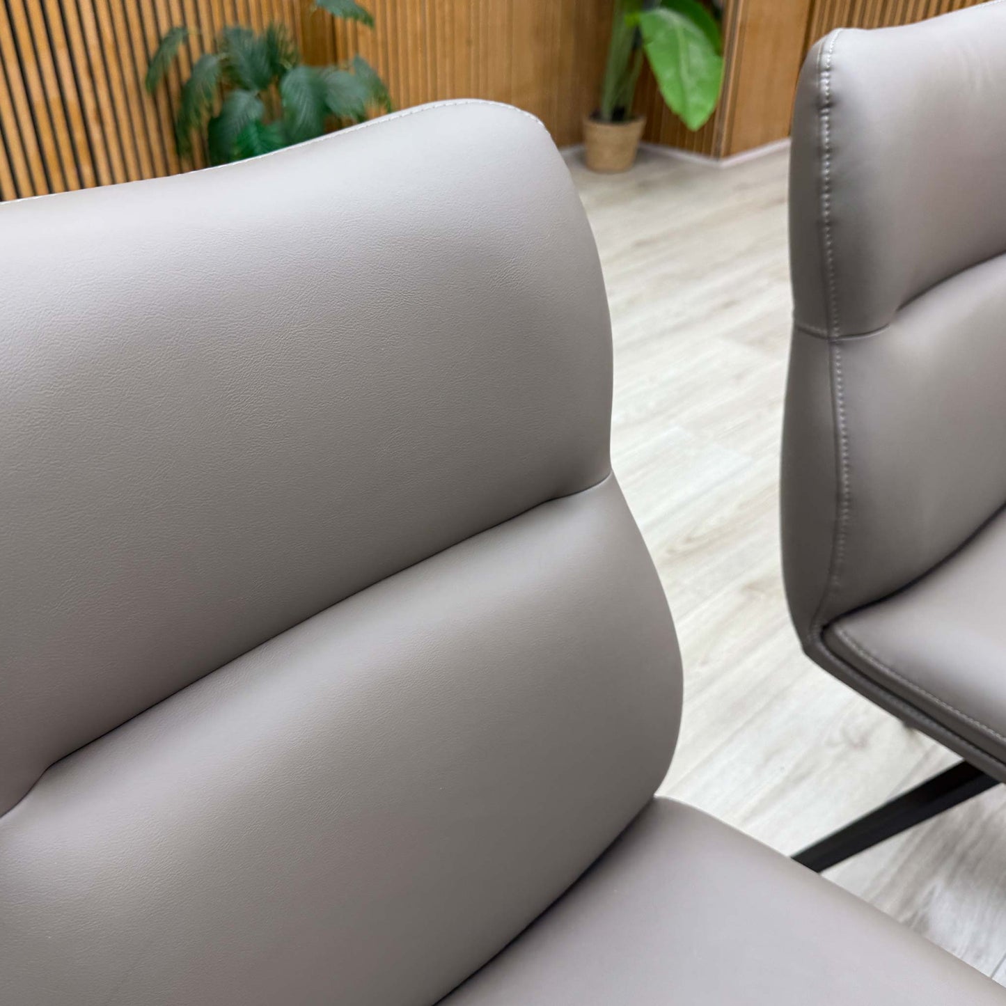 'Quattro' Taupe Faux Leather Set of 6 Swivel Dining Chairs