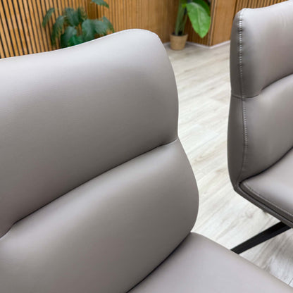 'Quattro' Taupe Faux Leather Set of 6 Swivel Dining Chairs