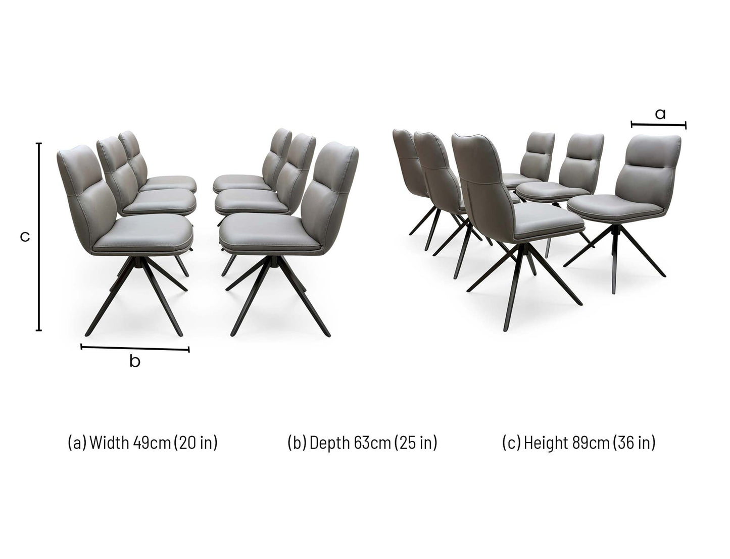 'Quattro' Taupe Faux Leather Set of 6 Swivel Dining Chairs