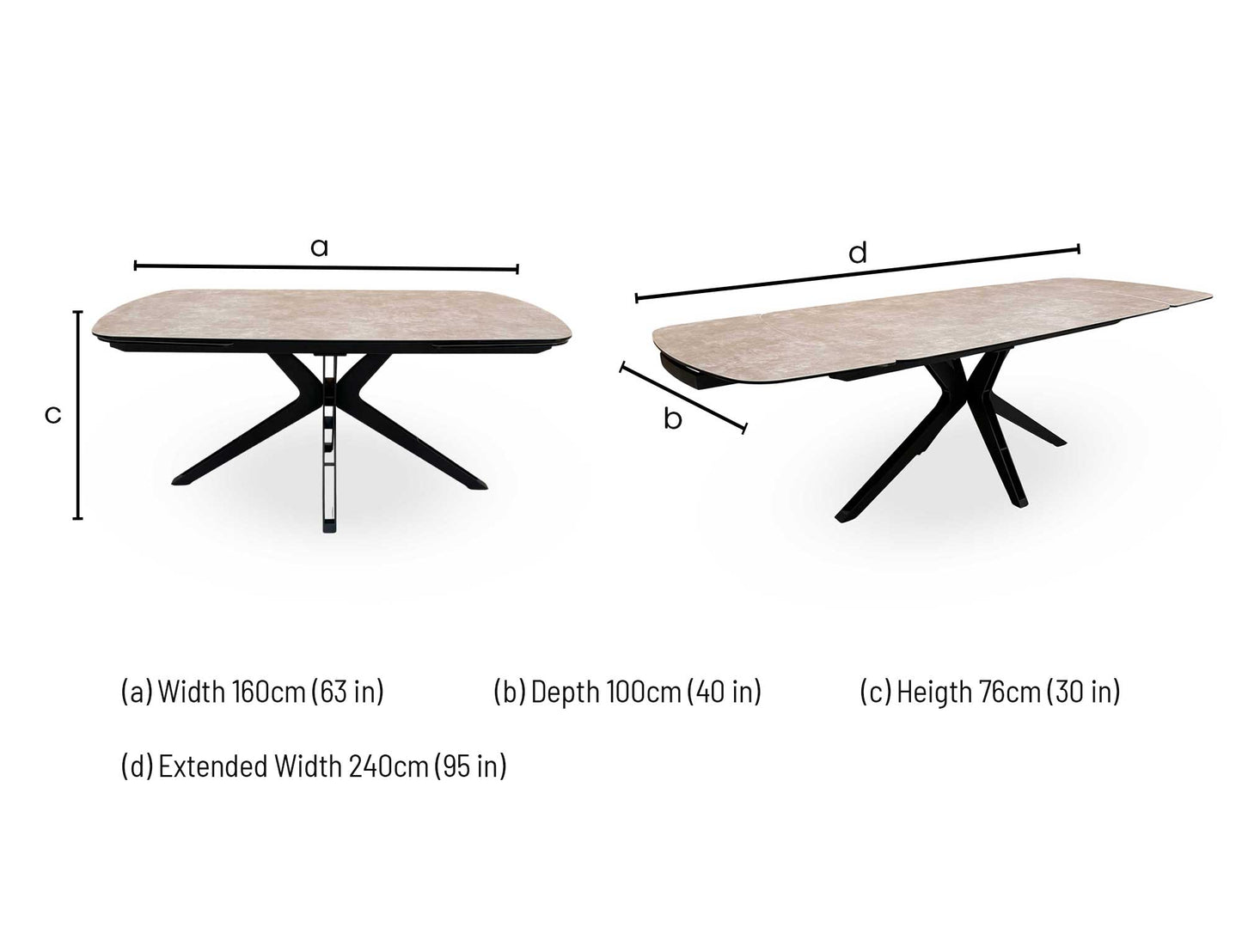 'Jose' Argile Ceramic Top Swivel Extending Dining Table
