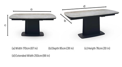 ‘Catalina’ Ceramic Top Large Extending Dining Table