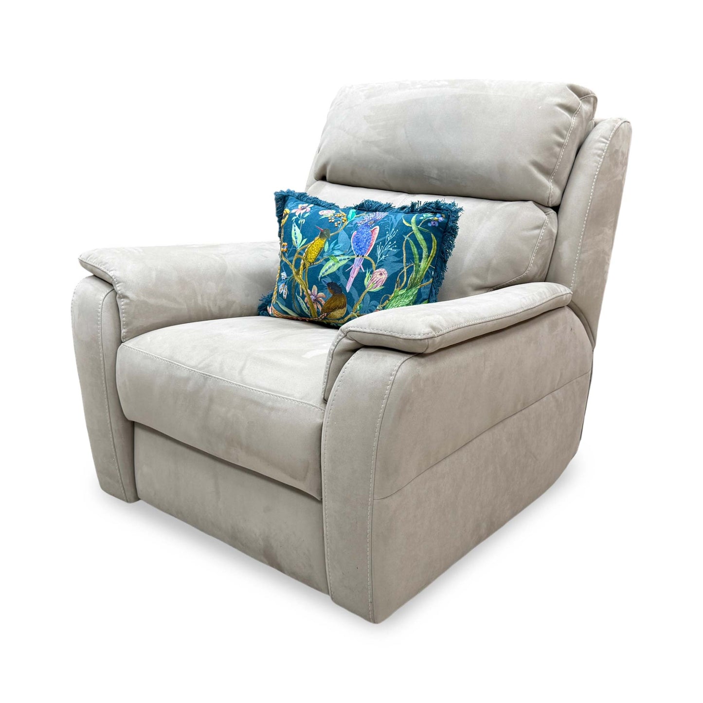 Nicoletti ‘Vito’ Flambe Visone Taupe Fabric Power Recliner Chair with Power Headrest and Power Lumbar