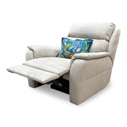 Nicoletti ‘Vito’ Flambe Visone Taupe Fabric Power Recliner Chair with Power Headrest and Power Lumbar