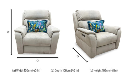 Nicoletti ‘Vito’ Flambe Visone Taupe Fabric Power Recliner Chair with Power Headrest and Power Lumbar