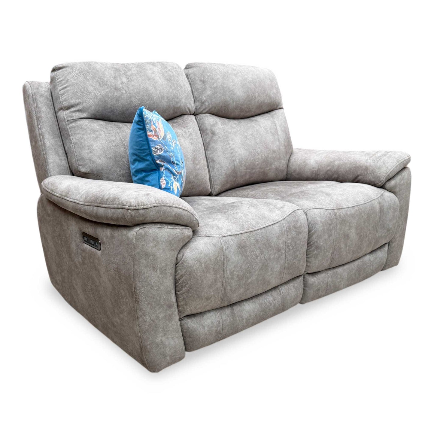 ‘Sloane’ Marble Charcoal Grey Fabric 2 Seater Power Recliner Sofa