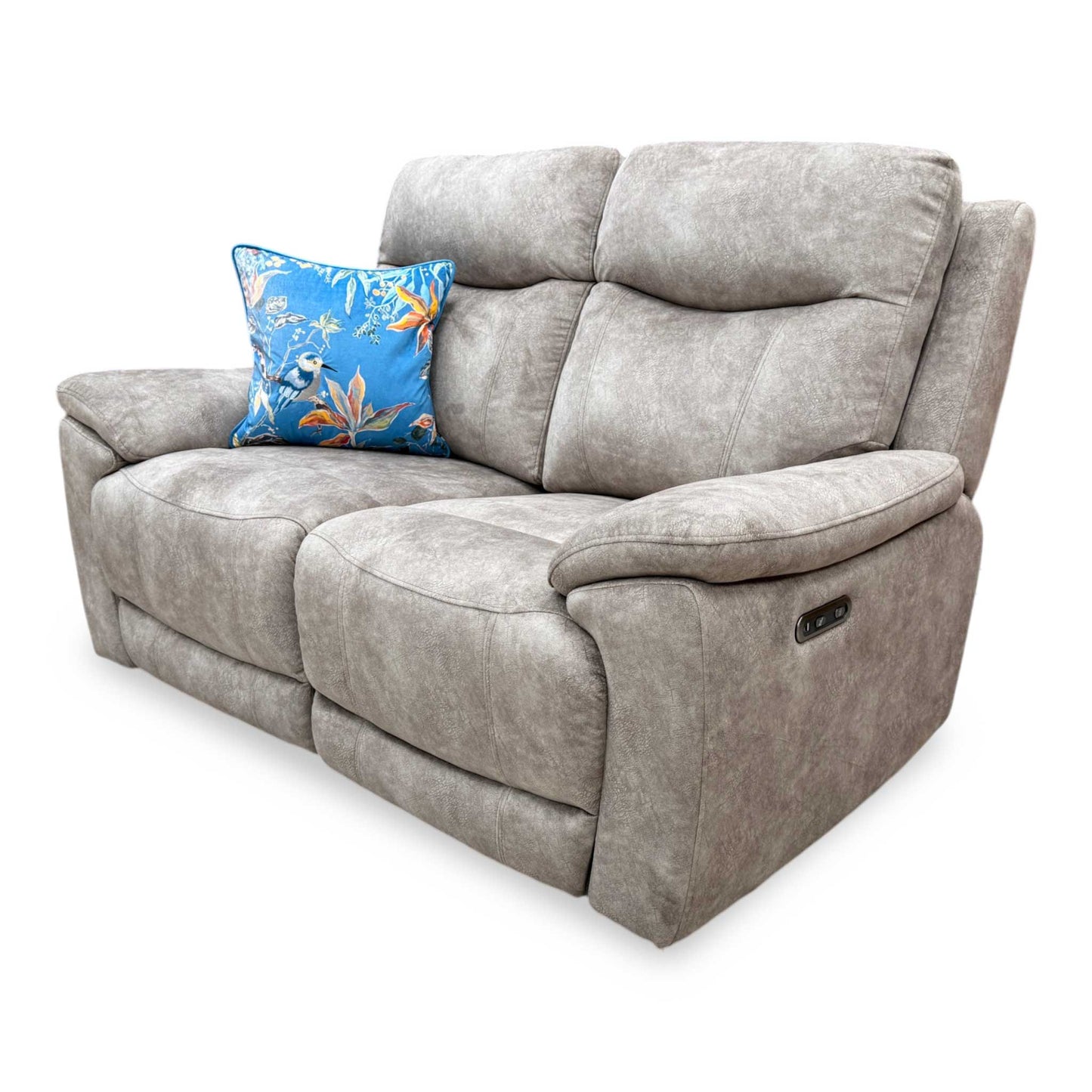 ‘Sloane’ Marble Charcoal Grey Fabric 2 Seater Power Recliner Sofa