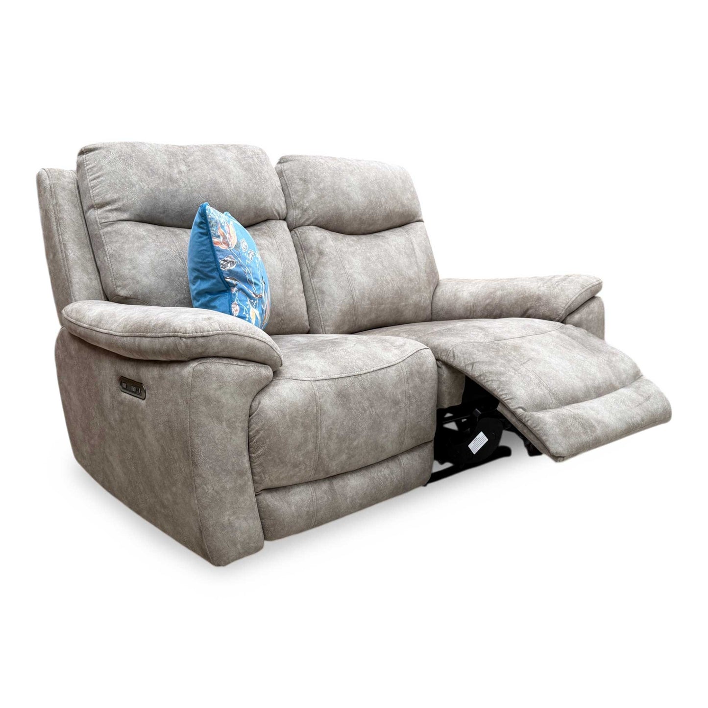 ‘Sloane’ Marble Charcoal Grey Fabric 2 Seater Power Recliner Sofa