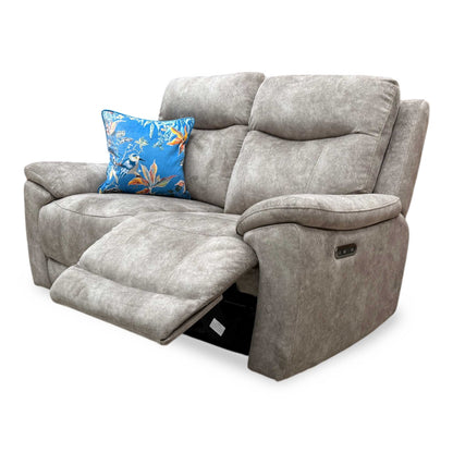 ‘Sloane’ Marble Charcoal Grey Fabric 2 Seater Power Recliner Sofa