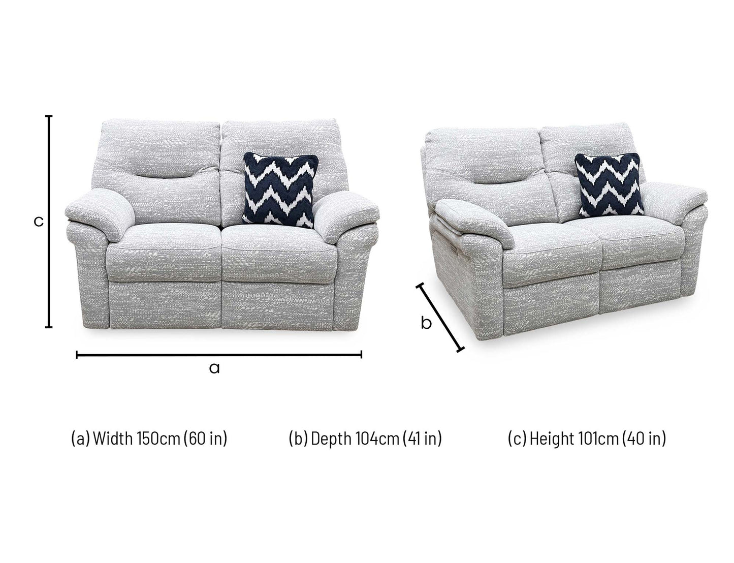 G Plan ‘Seattle’ Light Grey Fabric 2 Seater Power Recliner Sofa