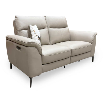 ‘Morgan’ Oslo Oyster Cat-40_08 Leather 2 Seater Power Recliner Sofa