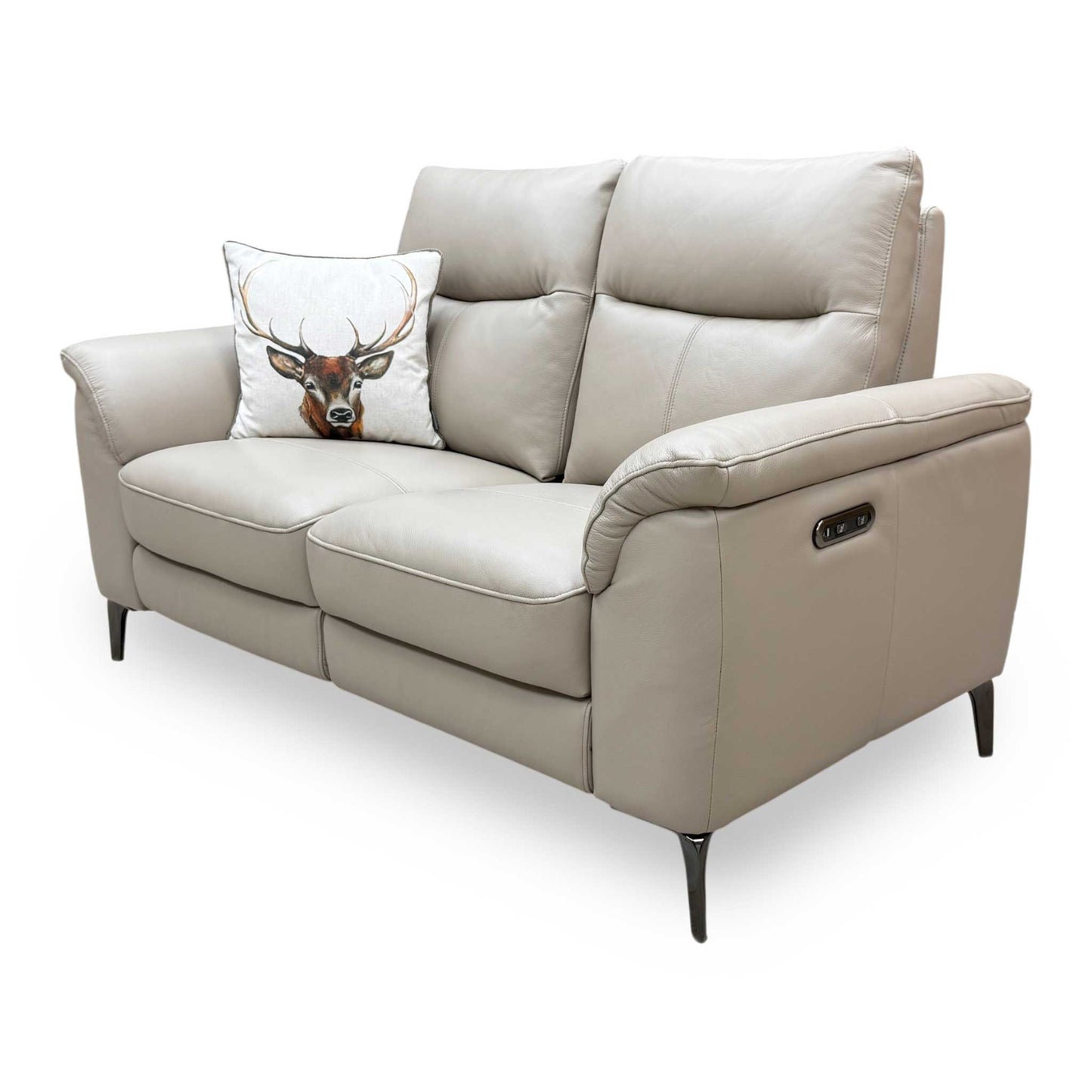 ‘Morgan’ Oslo Oyster Cat-40_08 Leather 2 Seater Power Recliner Sofa