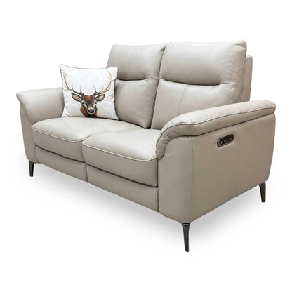 ‘Morgan’ Oslo Oyster Cat-40_08 Leather 2 Seater Power Recliner Sofa