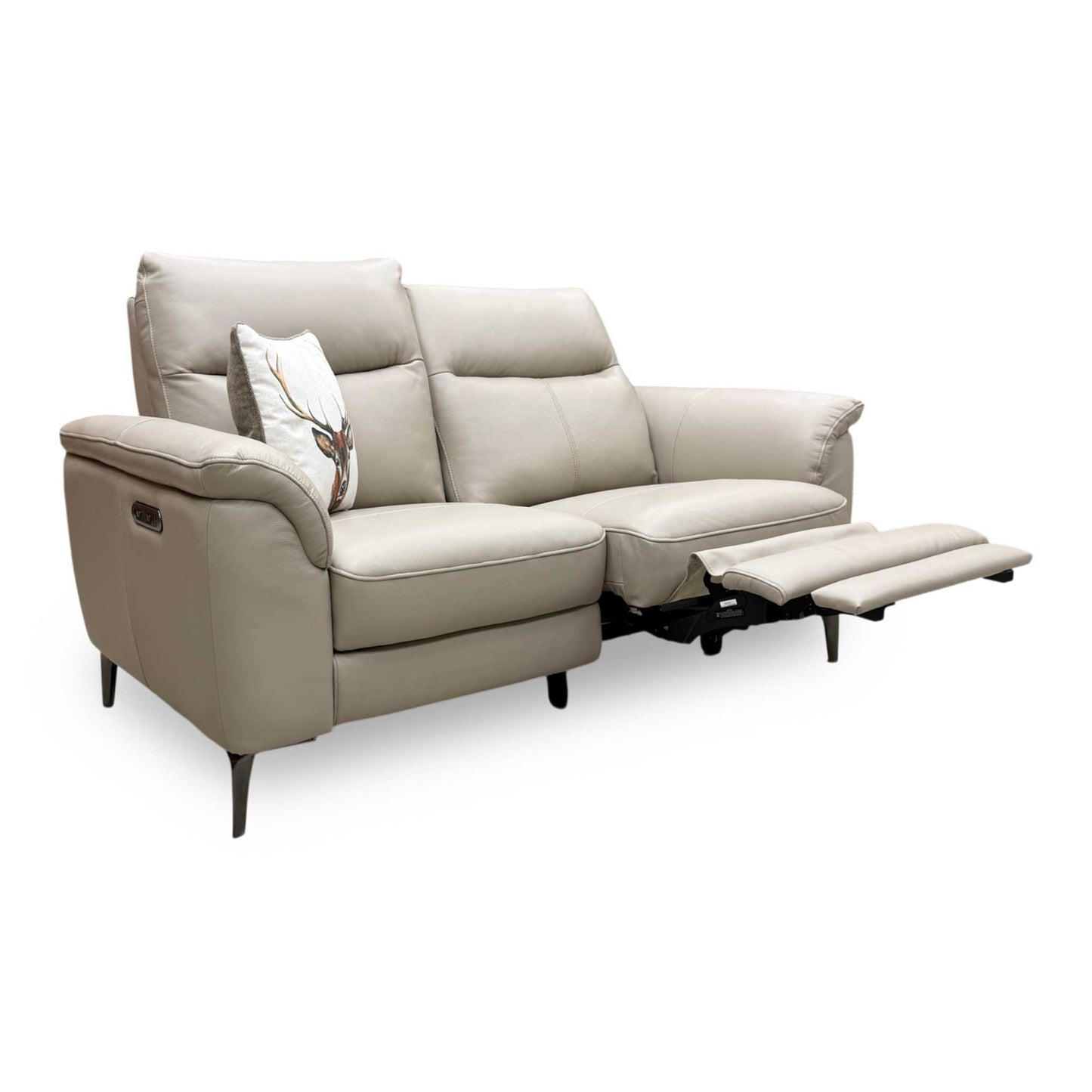‘Morgan’ Oslo Oyster Cat-40_08 Leather 2 Seater Power Recliner Sofa