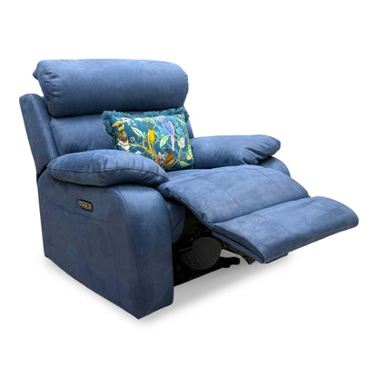 ‘Moreno’ Bfa-Blj-R10 Blue Fabric Power Recliner Armchair with Power Headrest