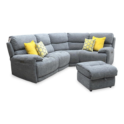 Side profile view of the Link corner sofa frame, illustrating the clean armrest padding, deep seating contours, and structural clearance needed for full reclining.