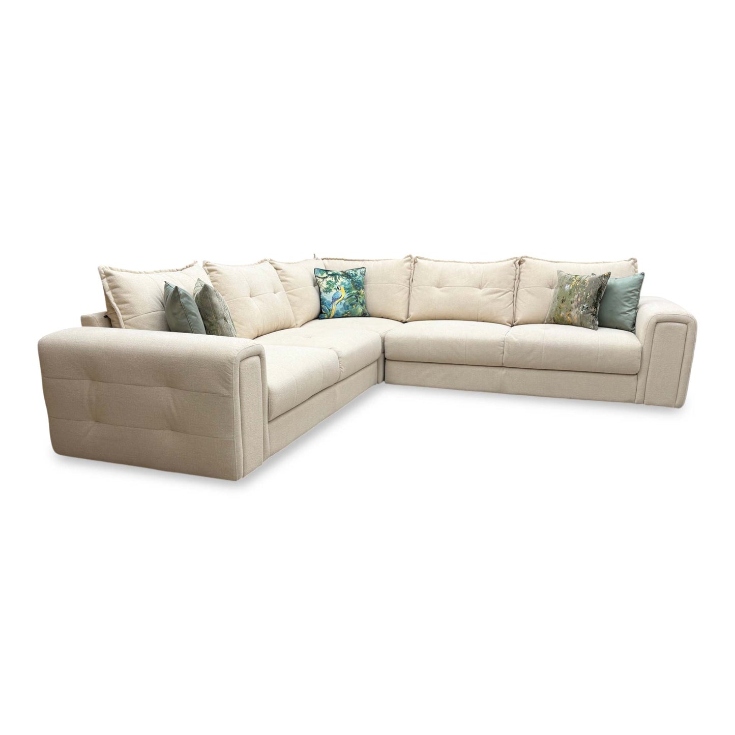 ‘Goliath’ Oxford Latte Fabric Large Corner Sofa with Storage Drawers