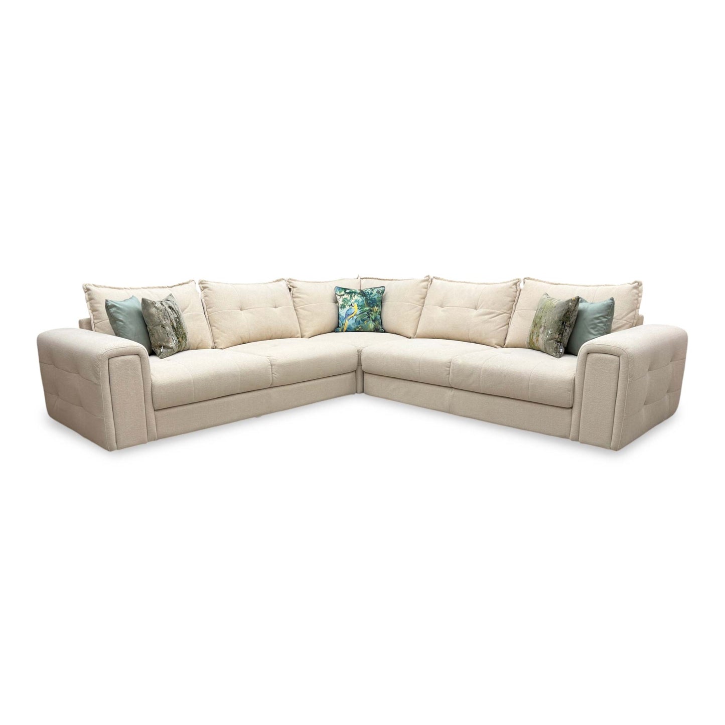 ‘Goliath’ Oxford Latte Fabric Large Corner Sofa with Storage Drawers