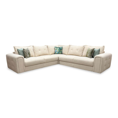 ‘Goliath’ Oxford Latte Fabric Large Corner Sofa with Storage Drawers