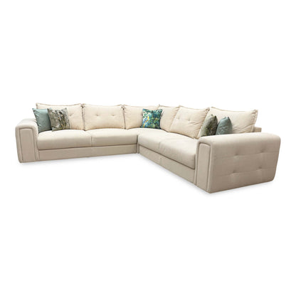‘Goliath’ Oxford Latte Fabric Large Corner Sofa with Storage Drawers
