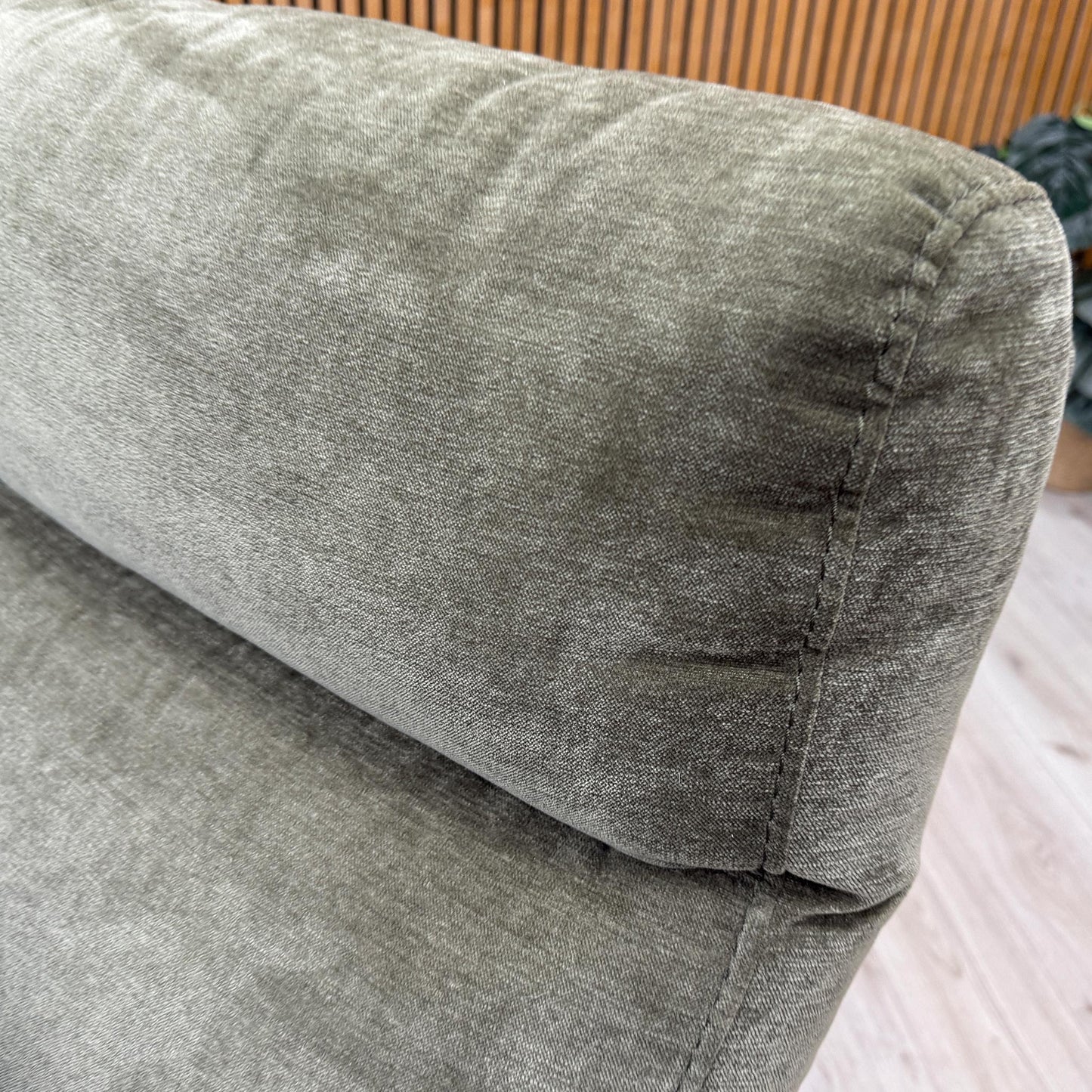 ‘Dublin’ Bianca Olive Green Fabric Right Hand Facing Corner Sofa + Storage Footstool