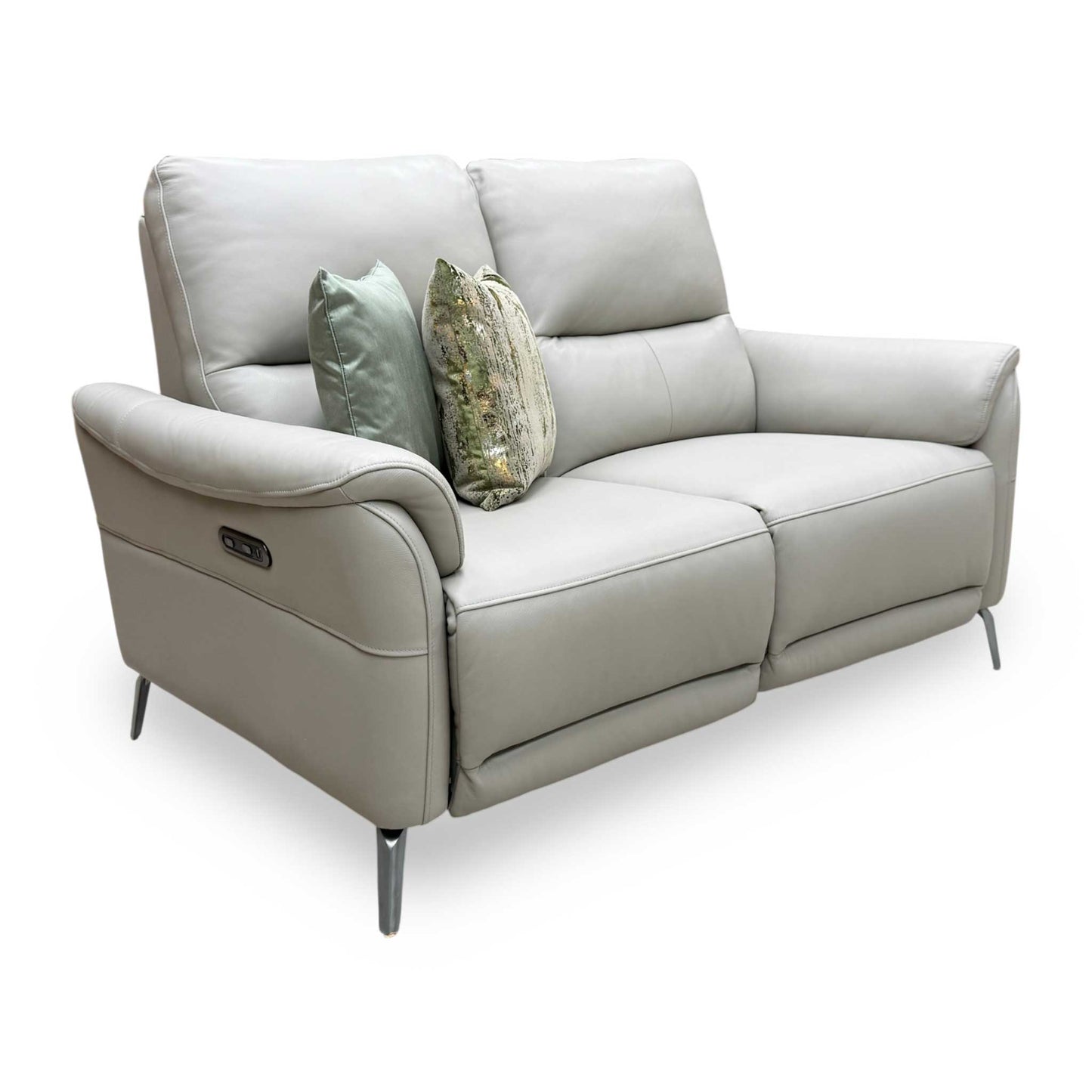 ‘Daytona’ Cat-60_23 Lead Grey Leather 2 Seater Power Recliner Sofa