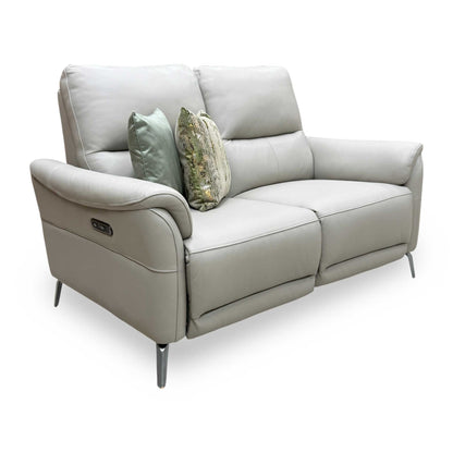 ‘Daytona’ Cat-60_23 Lead Grey Leather 2 Seater Power Recliner Sofa