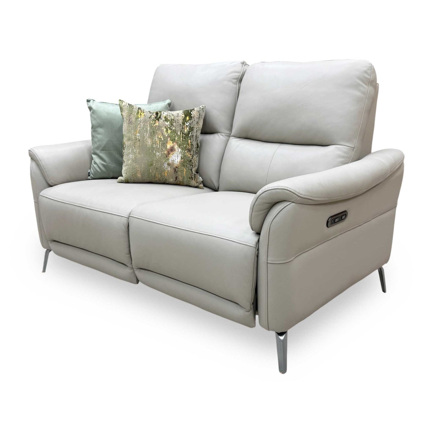 ‘Daytona’ Cat-60_23 Lead Grey Leather 2 Seater Power Recliner Sofa