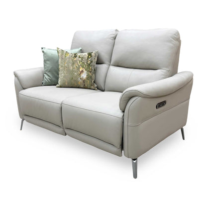 ‘Daytona’ Cat-60_23 Lead Grey Leather 2 Seater Power Recliner Sofa