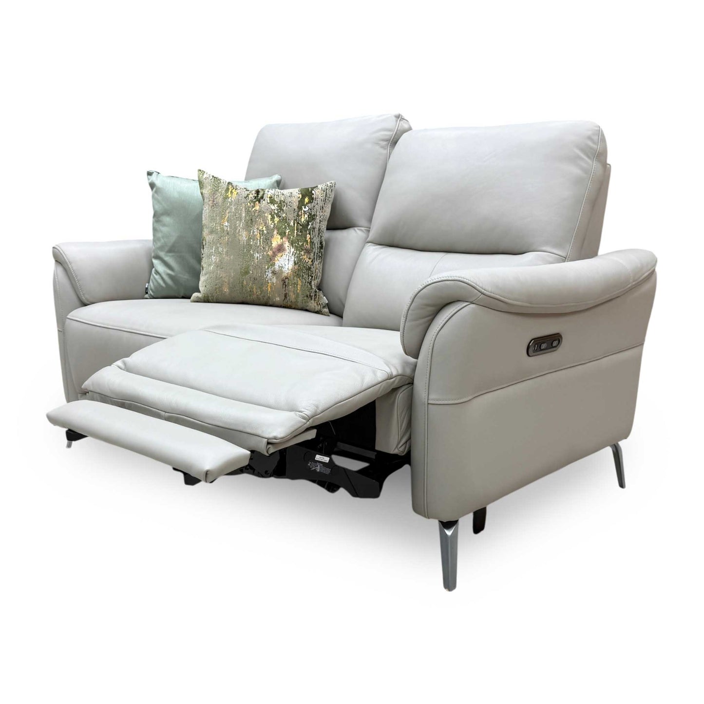 ‘Daytona’ Cat-60_23 Lead Grey Leather 2 Seater Power Recliner Sofa