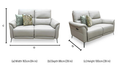 ‘Daytona’ Cat-60_23 Lead Grey Leather 2 Seater Power Recliner Sofa