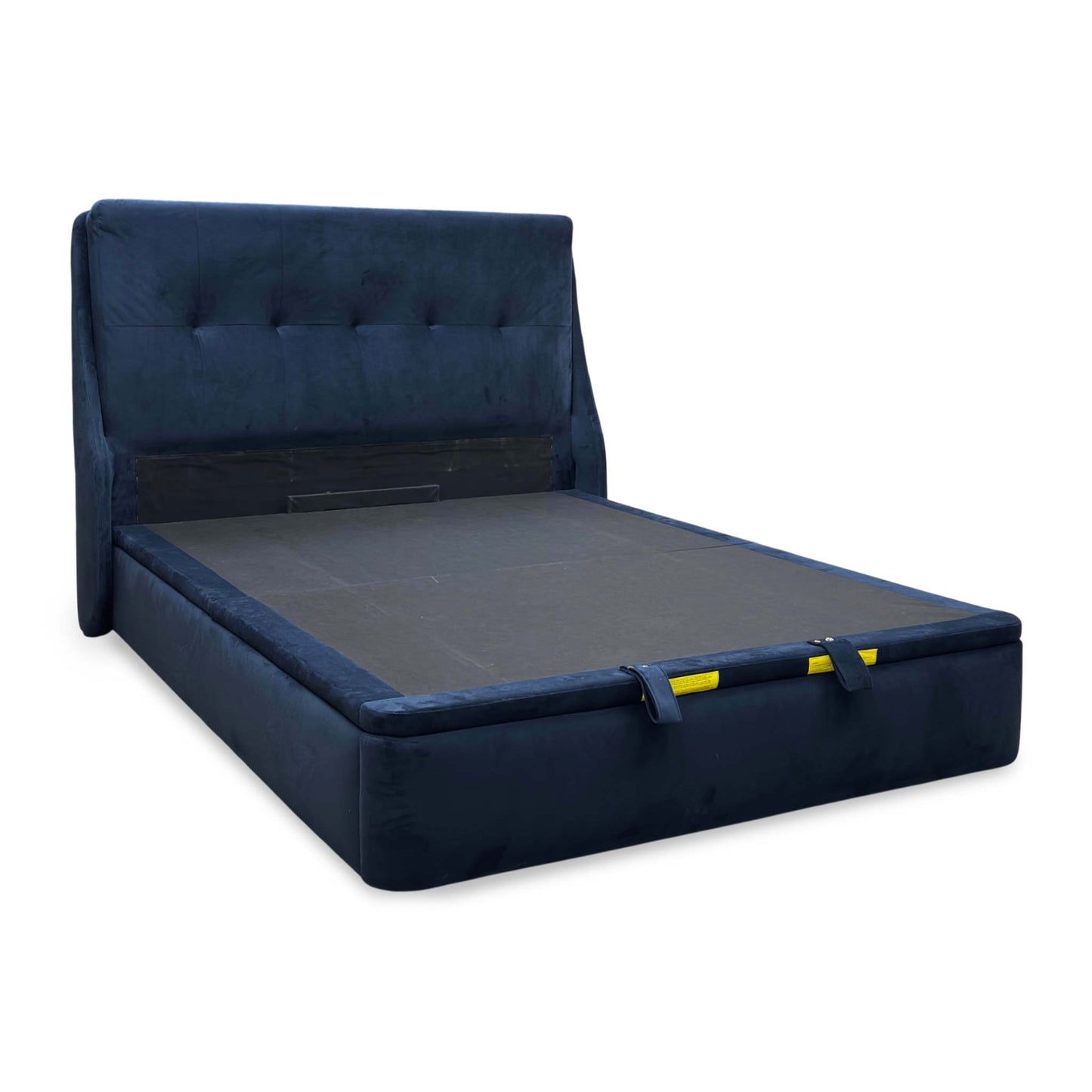 ‘Zanetti’ Tiffany Deep Blue Fabric End Lift Ottoman Bed Frame - King