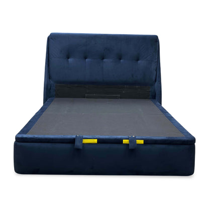 ‘Zanetti’ Tiffany Deep Blue Fabric End Lift Ottoman Bed Frame - King