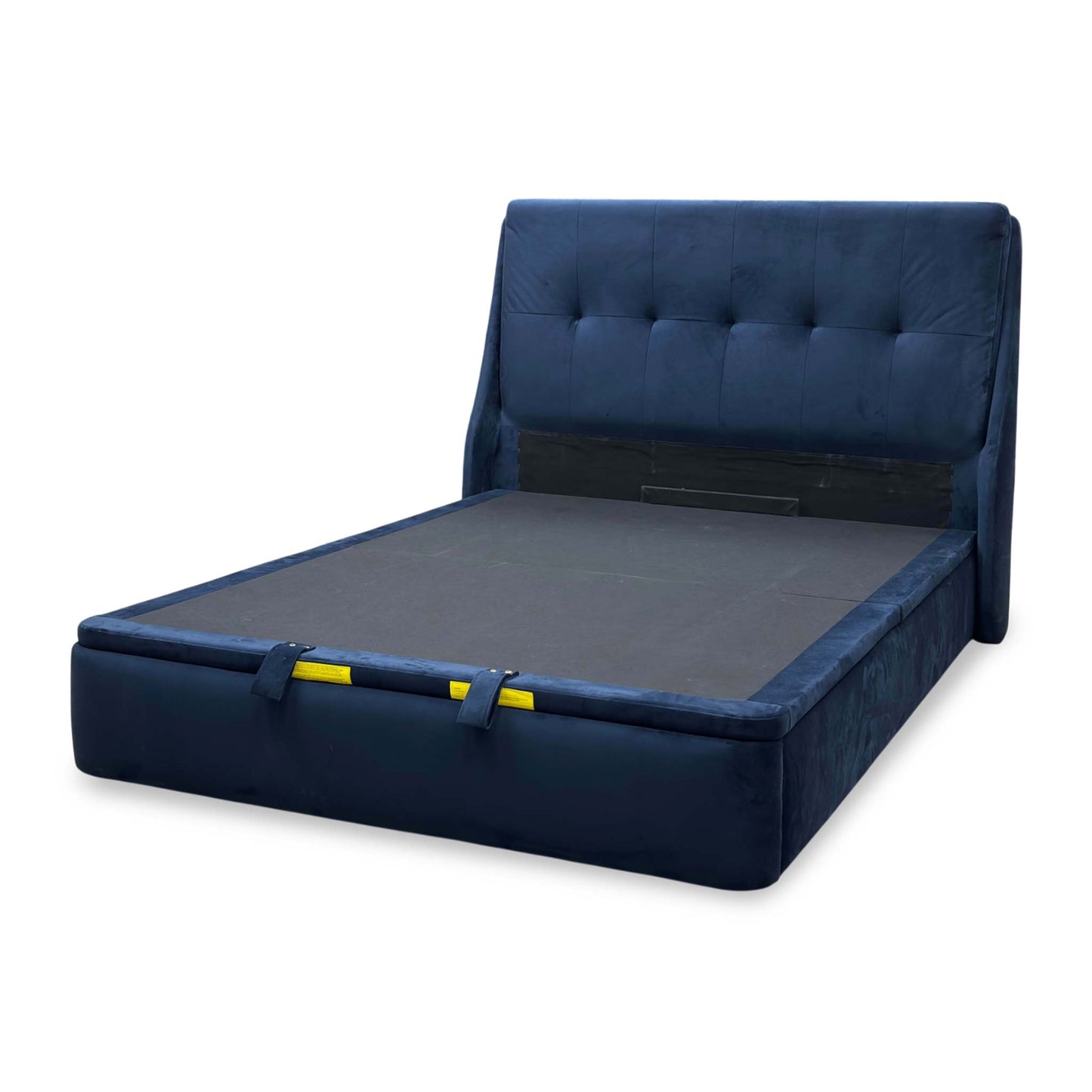 ‘Zanetti’ Tiffany Deep Blue Fabric End Lift Ottoman Bed Frame - King