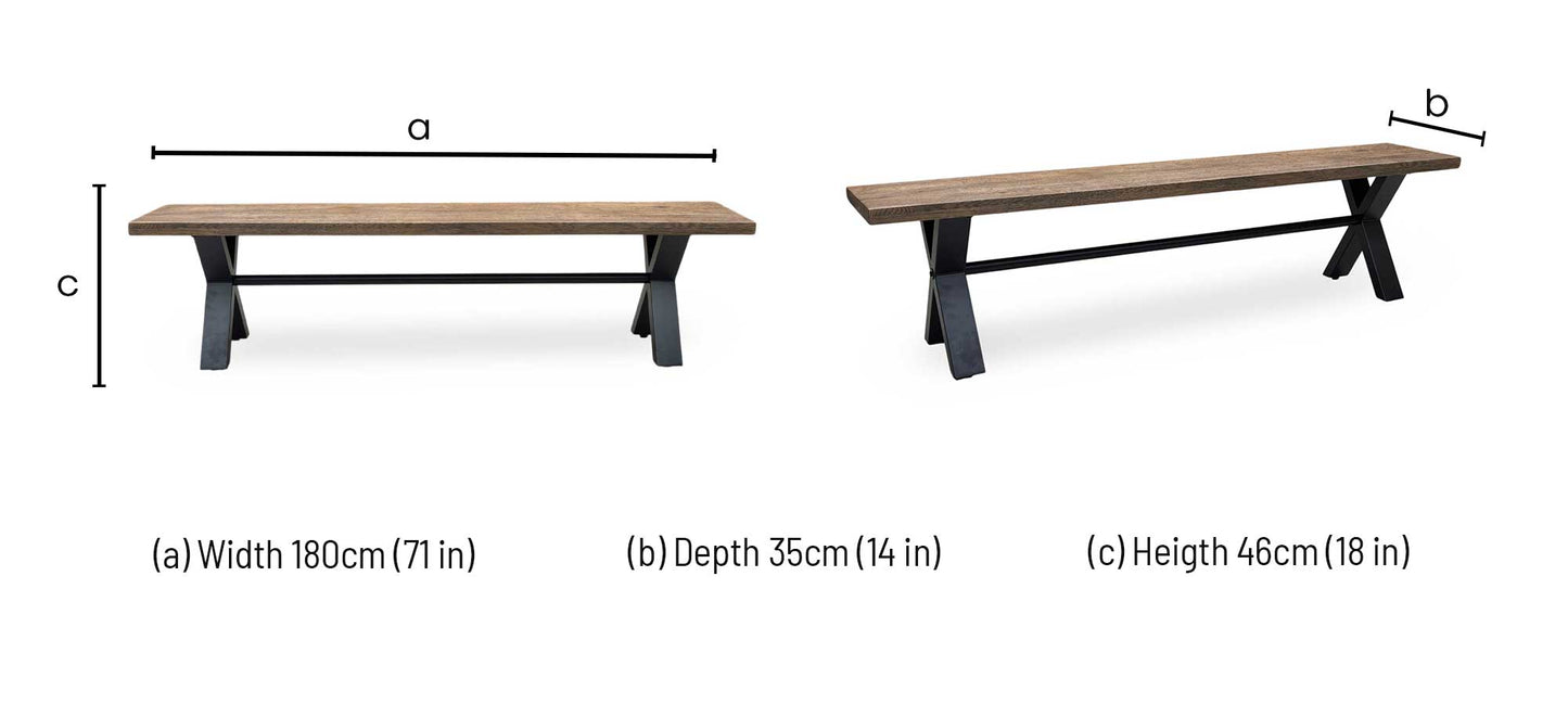 'Jupiter’ Solid Oak 180cm Dining Bench