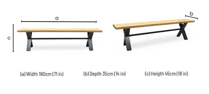 ‘Earth’ Solid Oak 180cm Dining Bench