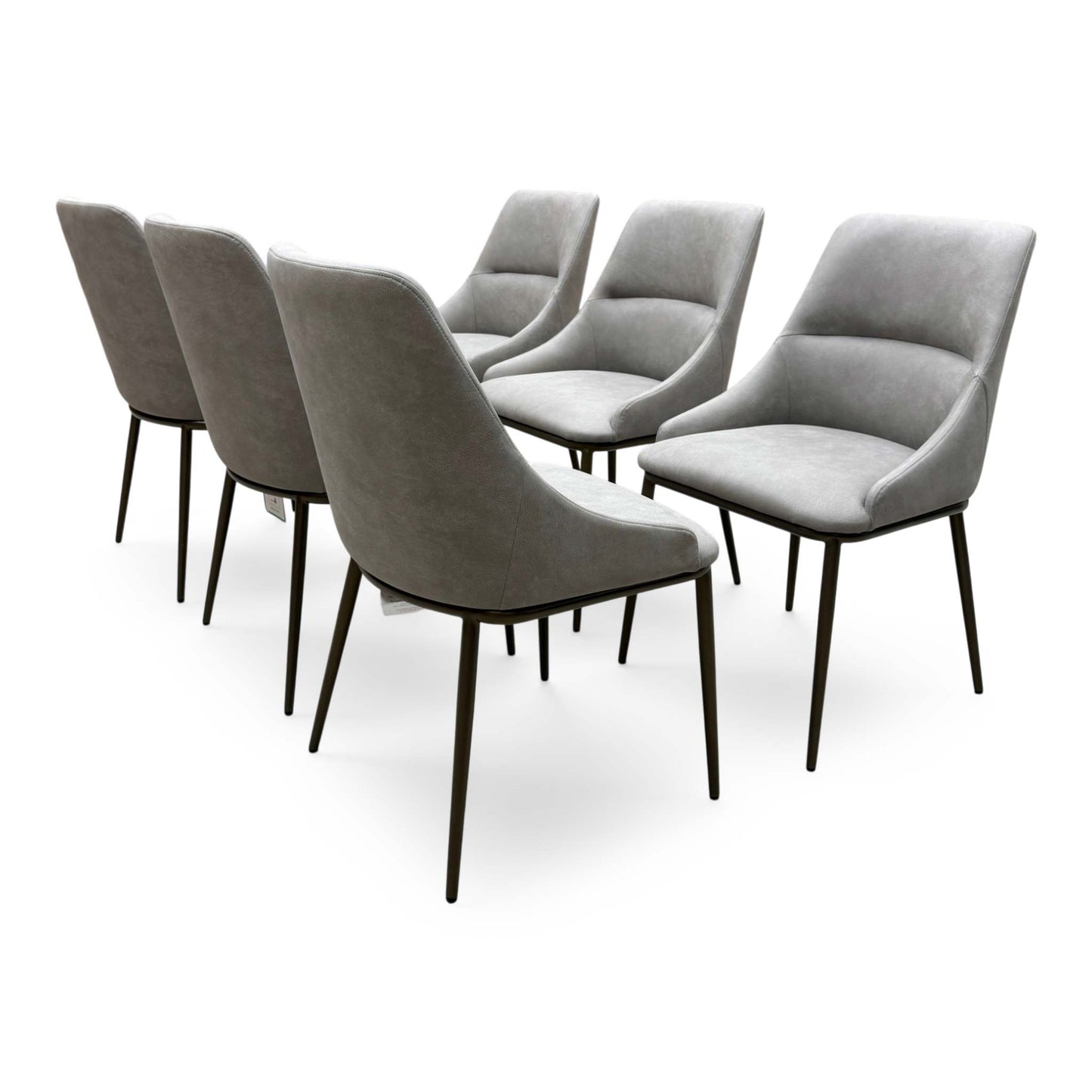 ‘Camino’ Taupe Faux Leather Set of 6 Dining Chairs
