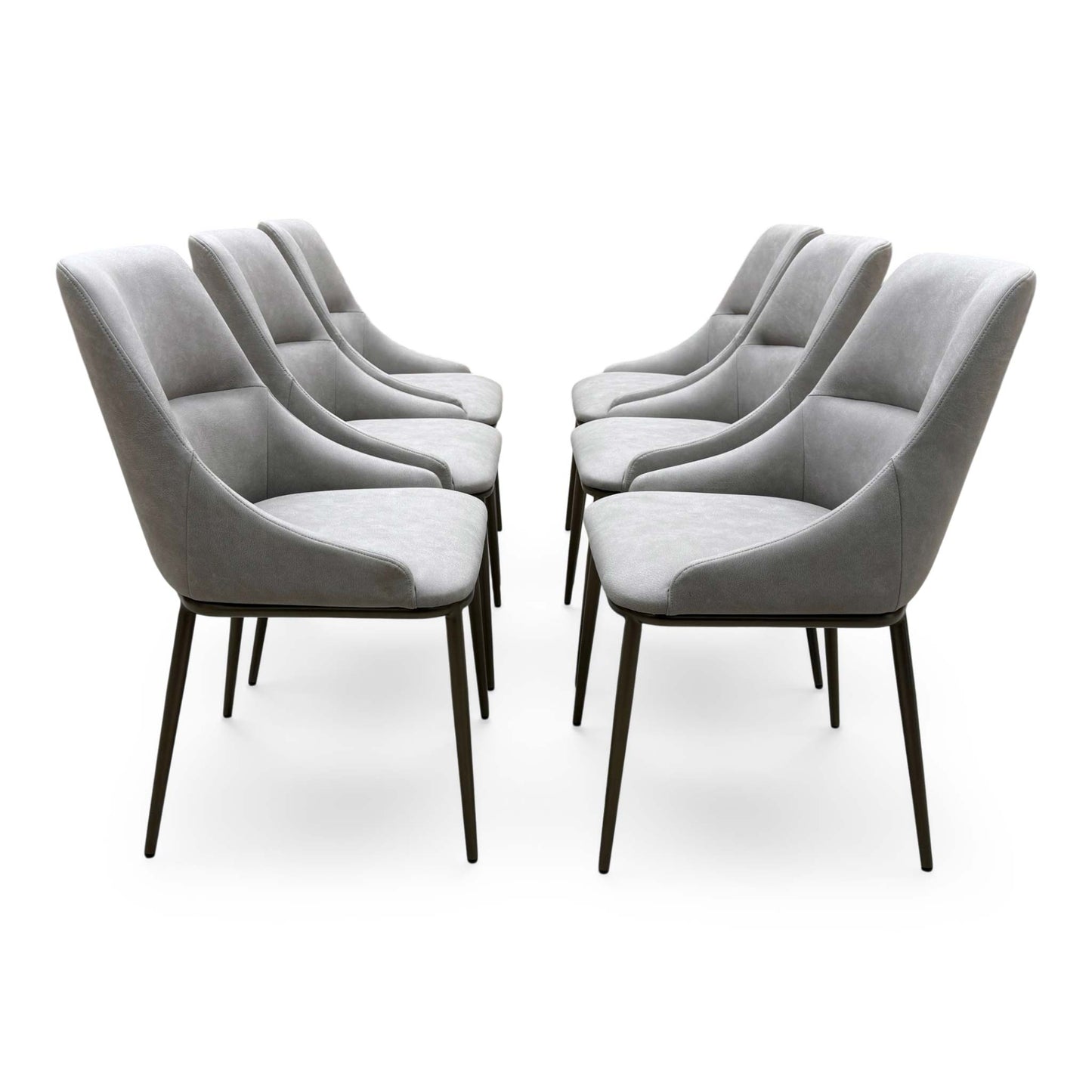 ‘Camino’ Taupe Faux Leather Set of 6 Dining Chairs