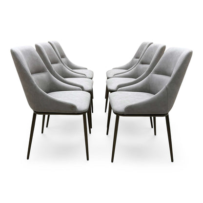 ‘Camino’ Taupe Faux Leather Set of 6 Dining Chairs