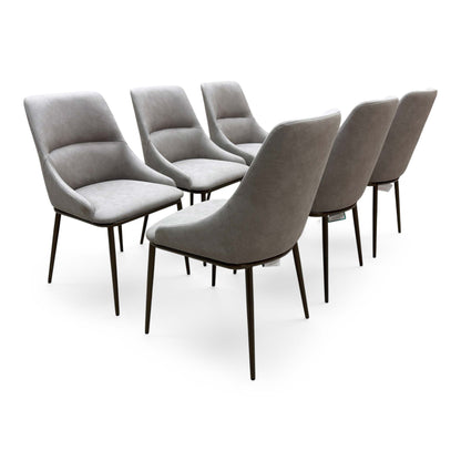 ‘Camino’ Taupe Faux Leather Set of 6 Dining Chairs