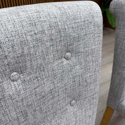 Furnitureland ‘Augusta’ Mist Grey Fabric Set of 4 Roll Back Upholstered Dining Chairs