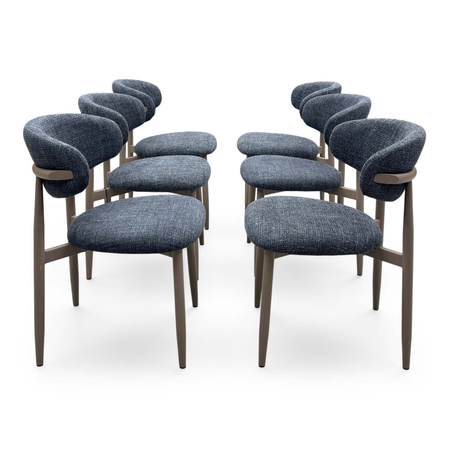 ‘Aimar’ Dark Grey Fabric Set of 6 Open Back Dining Chairs